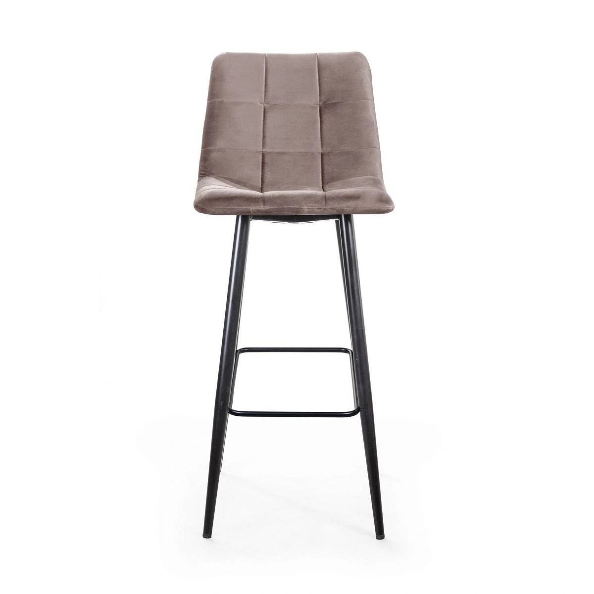 Стул барный UNO, бархат пепельно-бежевый 25 / чёрный конус изображение Стул барный UNO, бархат пепельно-бежевый 25 / чёрный конус фото