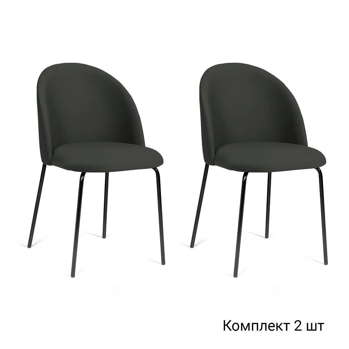 Стул Nord, комплект (2 шт), бархат антрацит 14 / опора черная фото