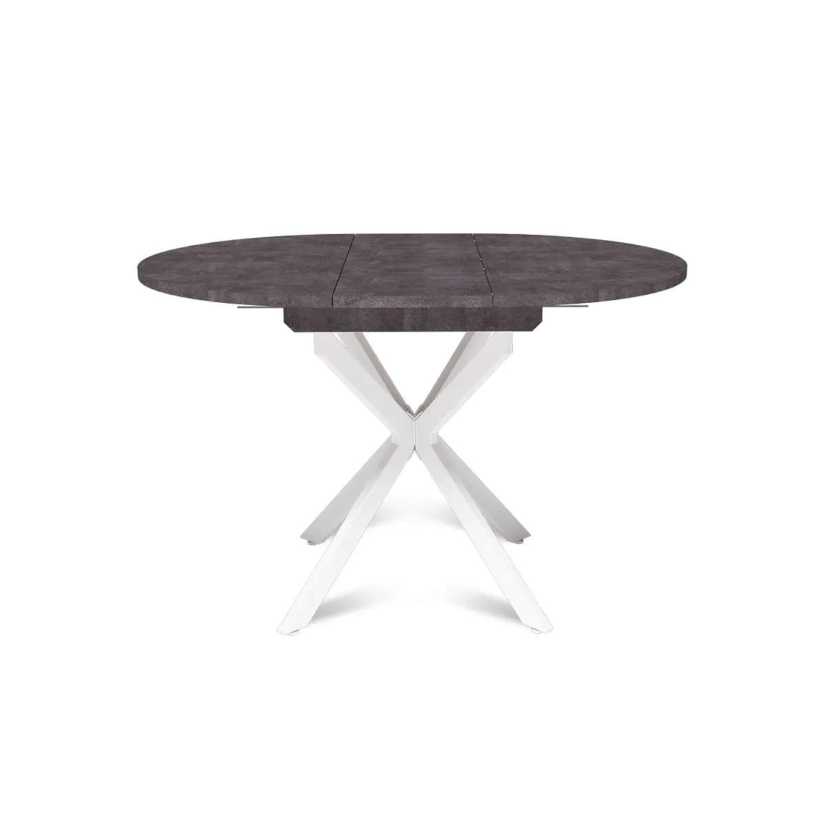 Стол круглый раздвижной Твист (90+30) камень темный / опоры белые фото