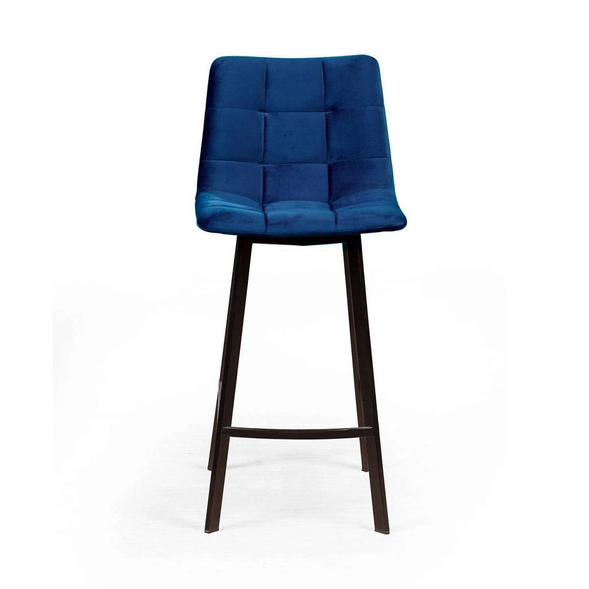 Стул полубарный UNO, бархат синий 29 / черный профиль изображение Стул полубарный UNO, бархат синий 29 / черный профиль фото