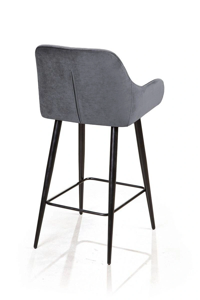 Стул полубарный Robert поворотный 360 градусов, бархат серый 27 изображение Стул полубарный Robert поворотный 360 градусов, бархат серый 27 фото