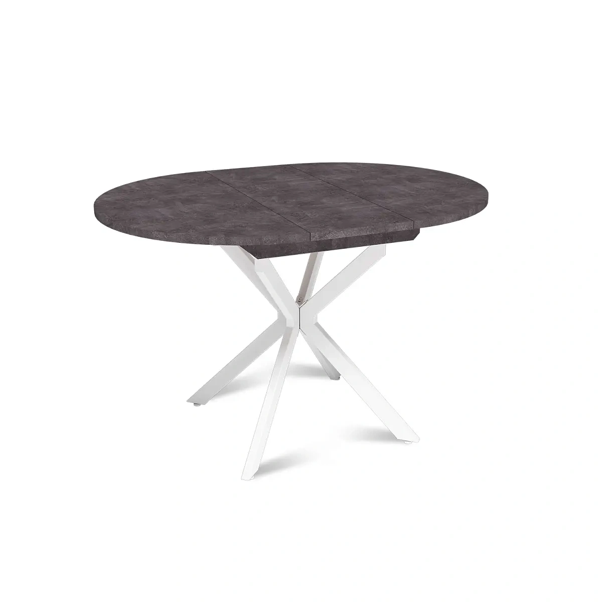 Стол круглый раздвижной Твист (90+30) камень темный / опоры белые фото