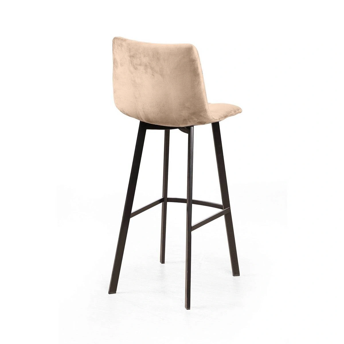 Стул полубарный UNO, бархат бежевый 5 / чёрный профиль изображение Стул полубарный UNO, бархат бежевый 5 / чёрный профиль фото