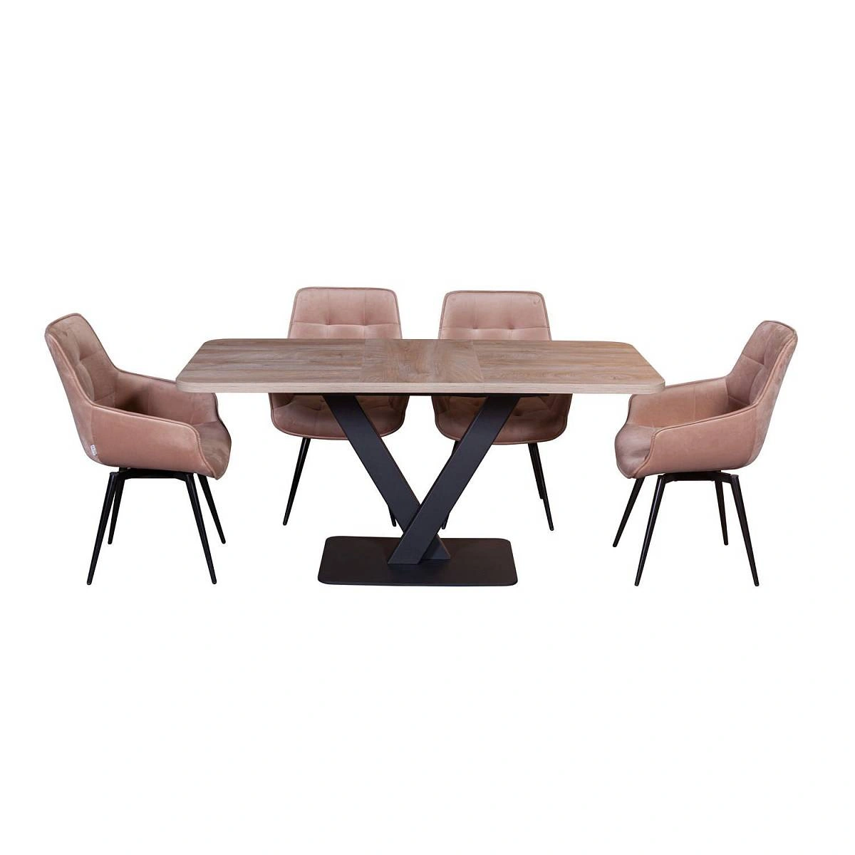 Стол Chester раздвижной  (120+40) дуб эндгрейн, опоры черные фото