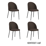 Стул Nord, комплект (4 шт), велюр фрост шоколад / опора черная