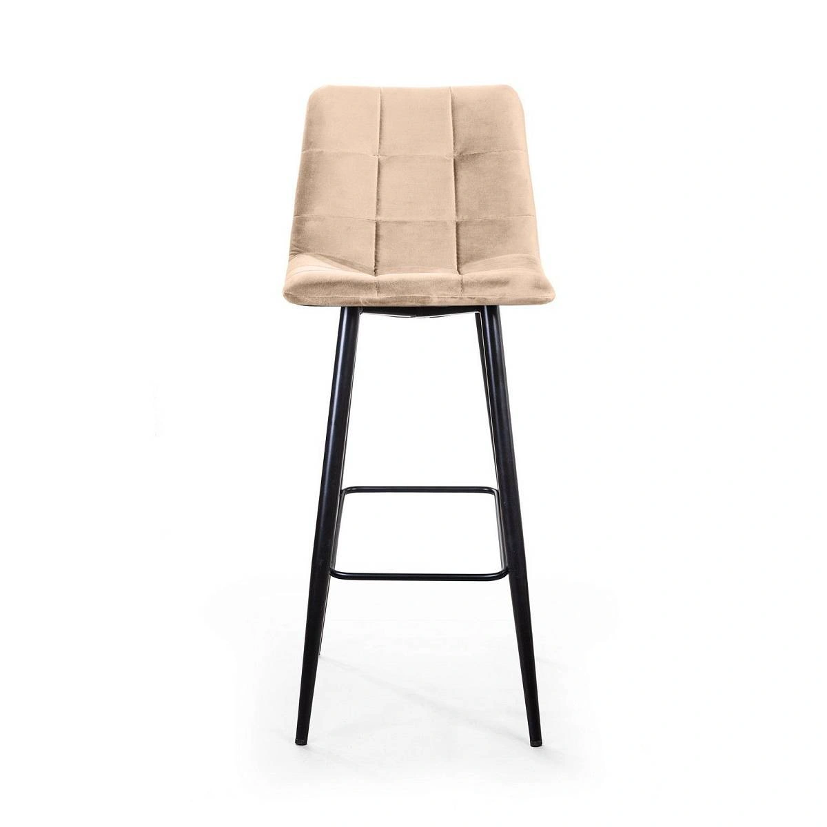 Стул барный UNO, бархат бежевый 5/ чёрный конус изображение Стул барный UNO, бархат бежевый 5/ чёрный конус фото