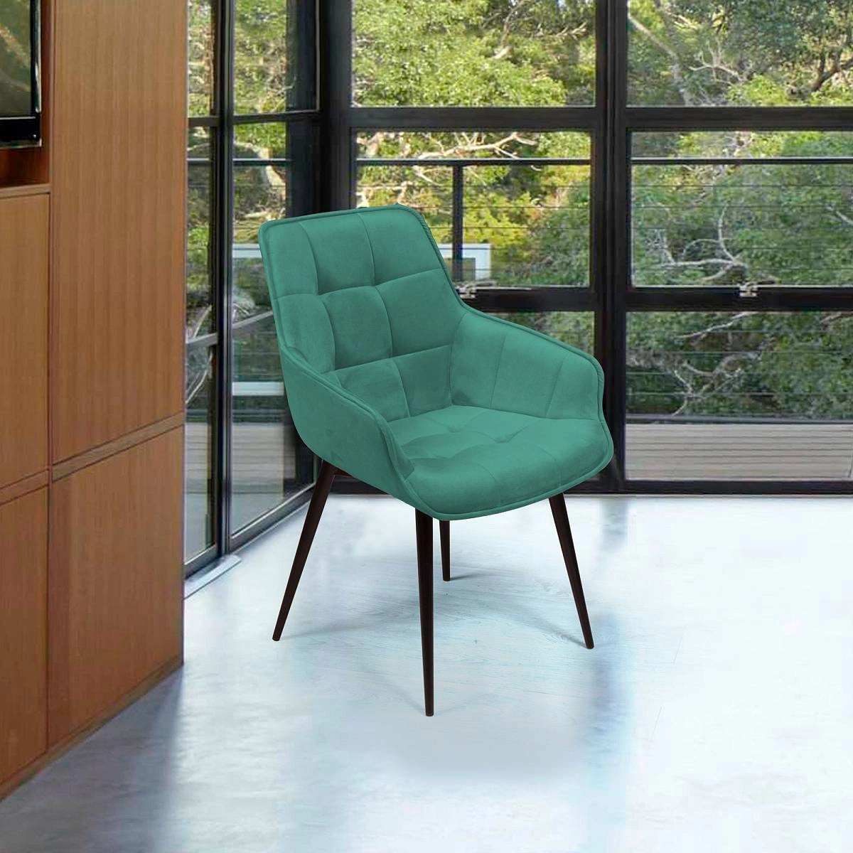 Стул Capri поворотный 360 градусов, бархат зеленый 19 / опора конус изображение Стул Capri поворотный 360 градусов, бархат зеленый 19 / опора конус фото