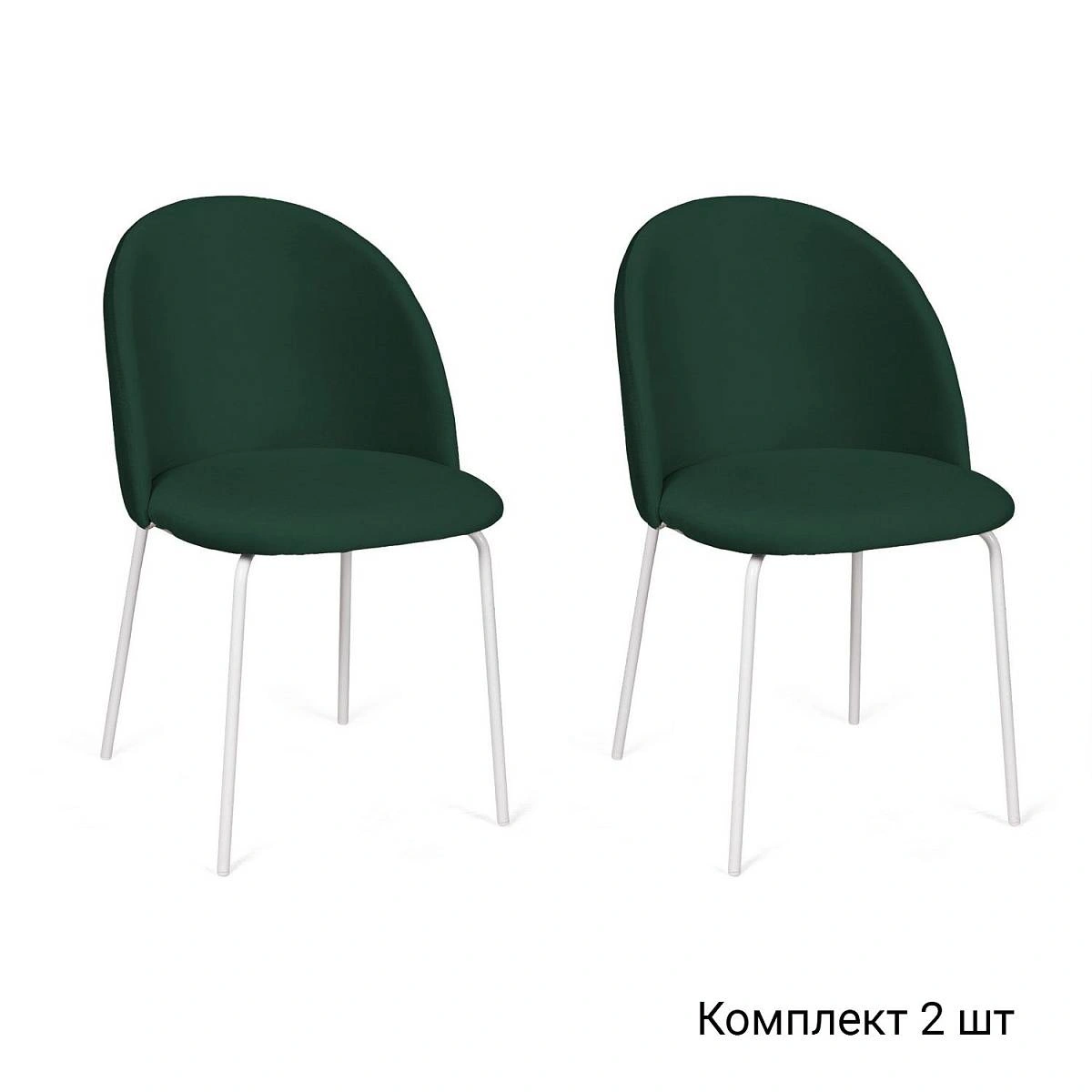 Стул Nord, комплект (2 шт), бархат зеленый 19 / опора белая фото