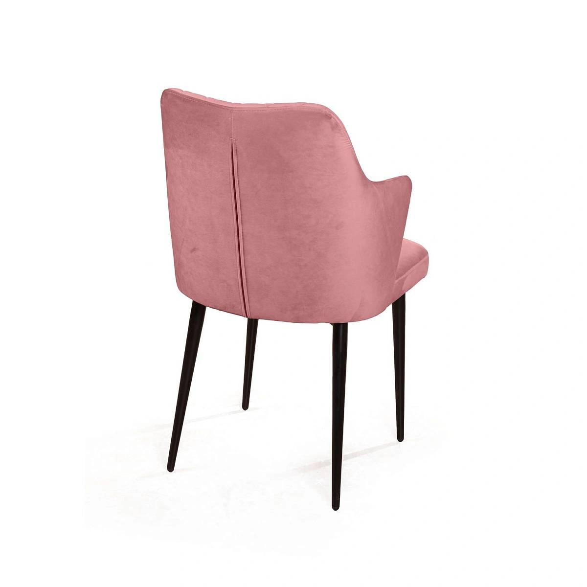 Стул с подлокотниками Hunt ромб, бархат пудровый 15 / чёрный конус изображение Стул с подлокотниками Hunt ромб, бархат пудровый 15 / чёрный конус фото