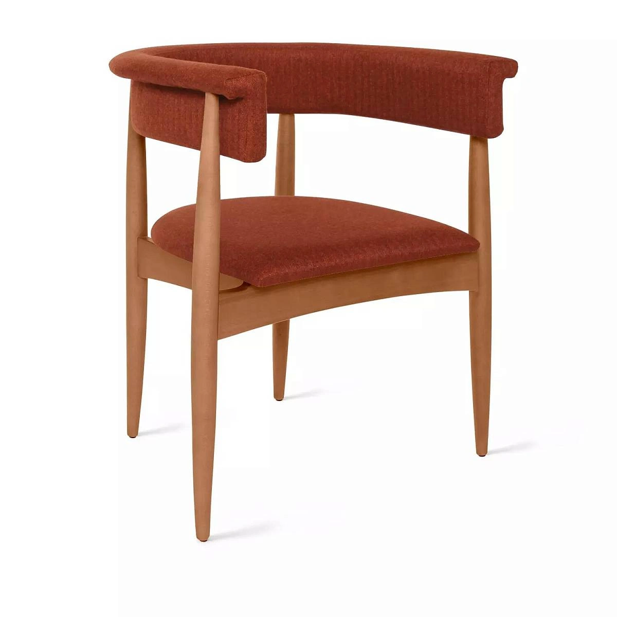 Полукресло Ludvig, бук натуральный, лак орех, шенилл красный фото