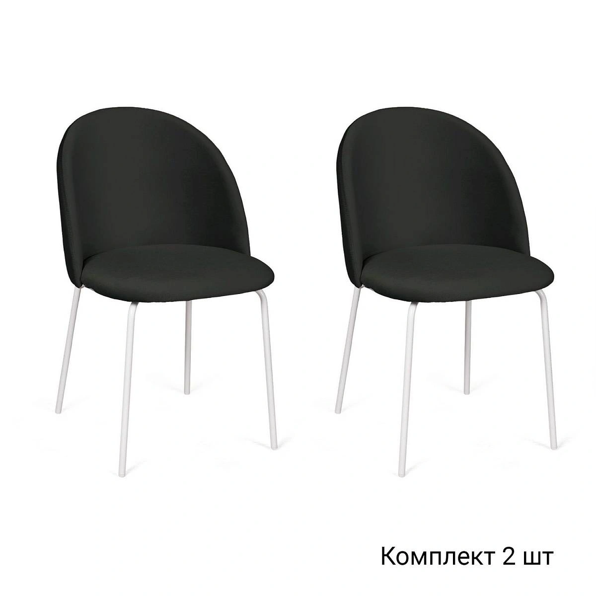 Стул Nord, комплект (2 шт), бархат антрацит 14 / опора белая фото