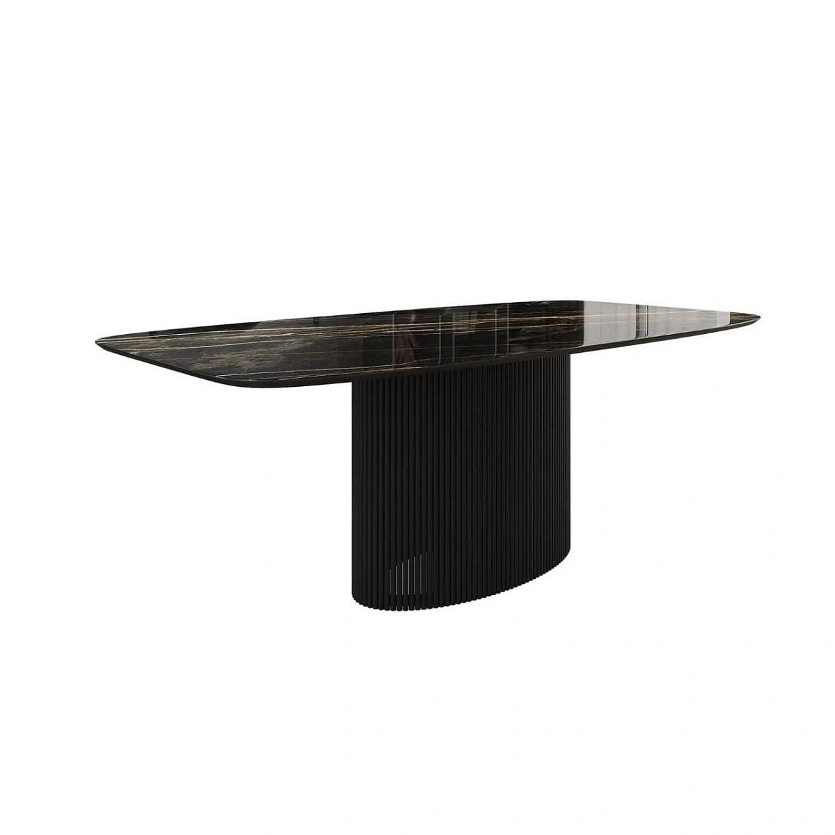 Стол Nolan 180, керамика глянцевая, черная / опора овал изображение Стол Nolan 180, керамика глянцевая, черная / опора овал фото