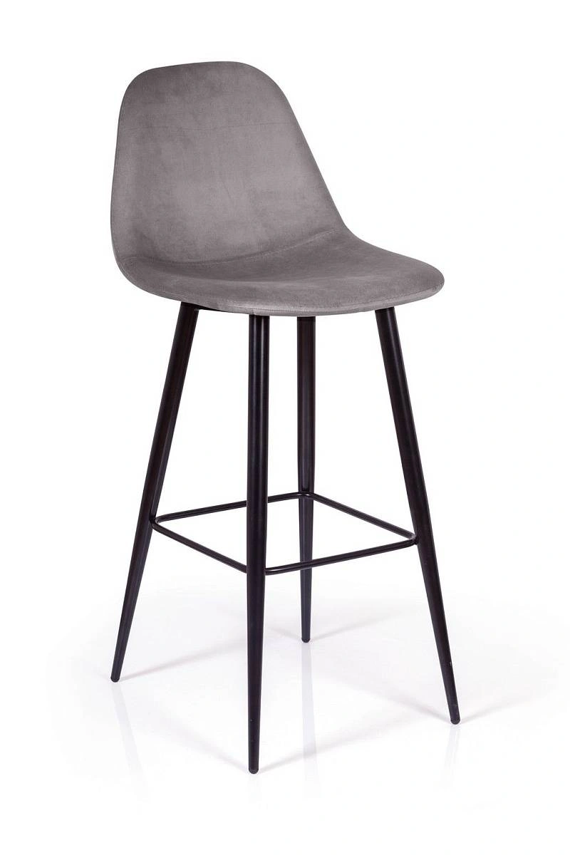 Стул барный TED, бархат серый 27 /опора конус изображение Стул барный TED, бархат серый 27 /опора конус фото
