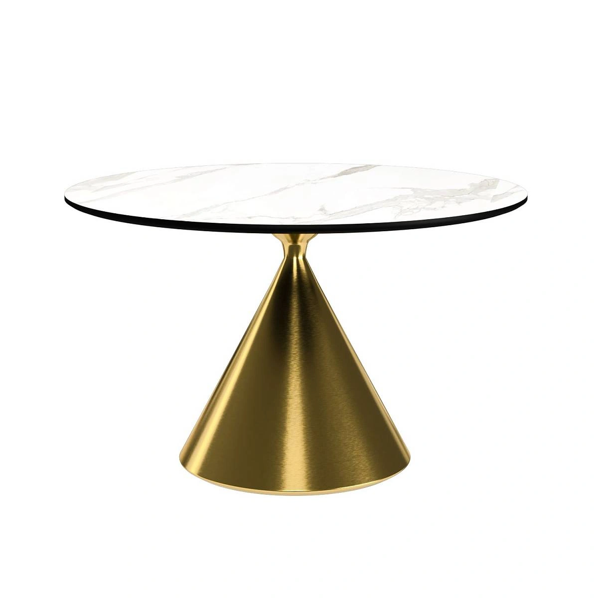 Стол круглый AXIS 120, керамика матовая, белая / опора золото изображение Стол круглый AXIS 120, керамика матовая, белая / опора золото фото