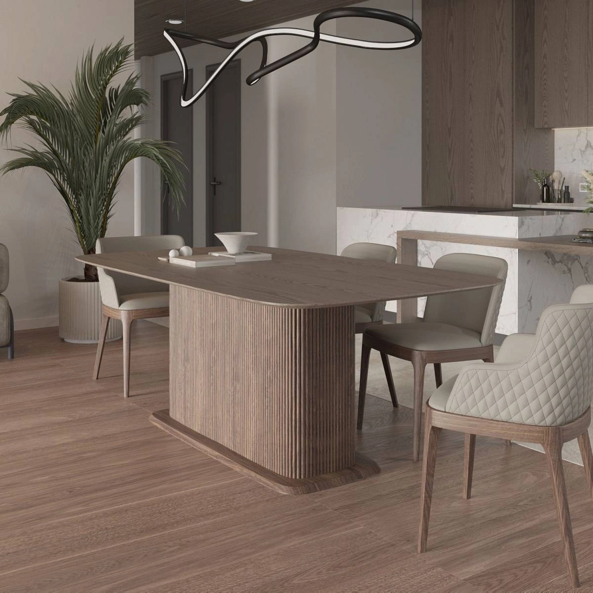 Стол прямоугольный Denver 270, шпон, опора дерево изображение Стол прямоугольный Denver 270, шпон, опора дерево фото