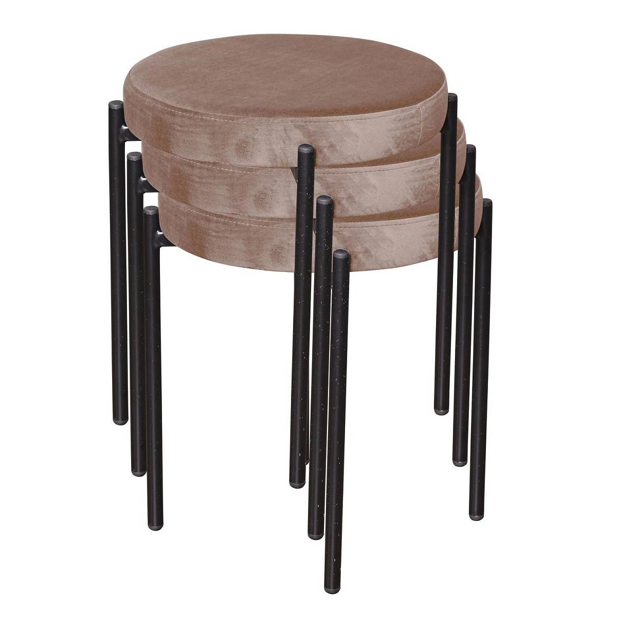 Табурет мягкий Mason, бархат бежевый 5 изображение Табурет мягкий Mason, бархат бежевый 5 фото