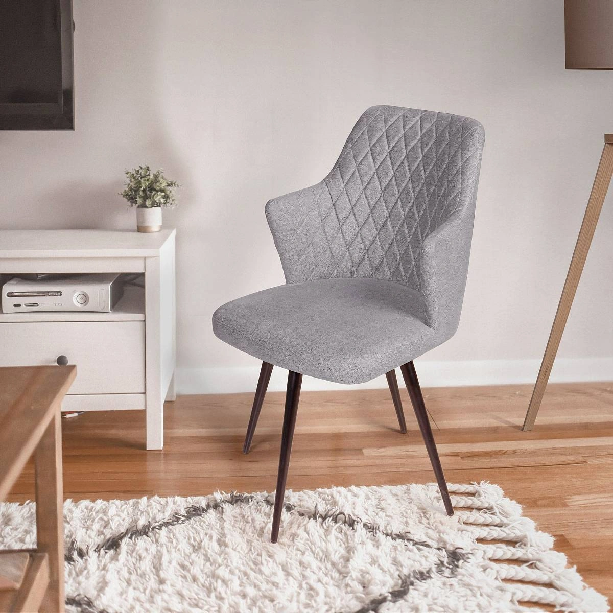 Стул поворотный на 360 градусов Hunt ромб, бархат светло-серый 26 / чёрный конус изображение Стул поворотный на 360 градусов Hunt ромб, бархат светло-серый 26 / чёрный конус фото