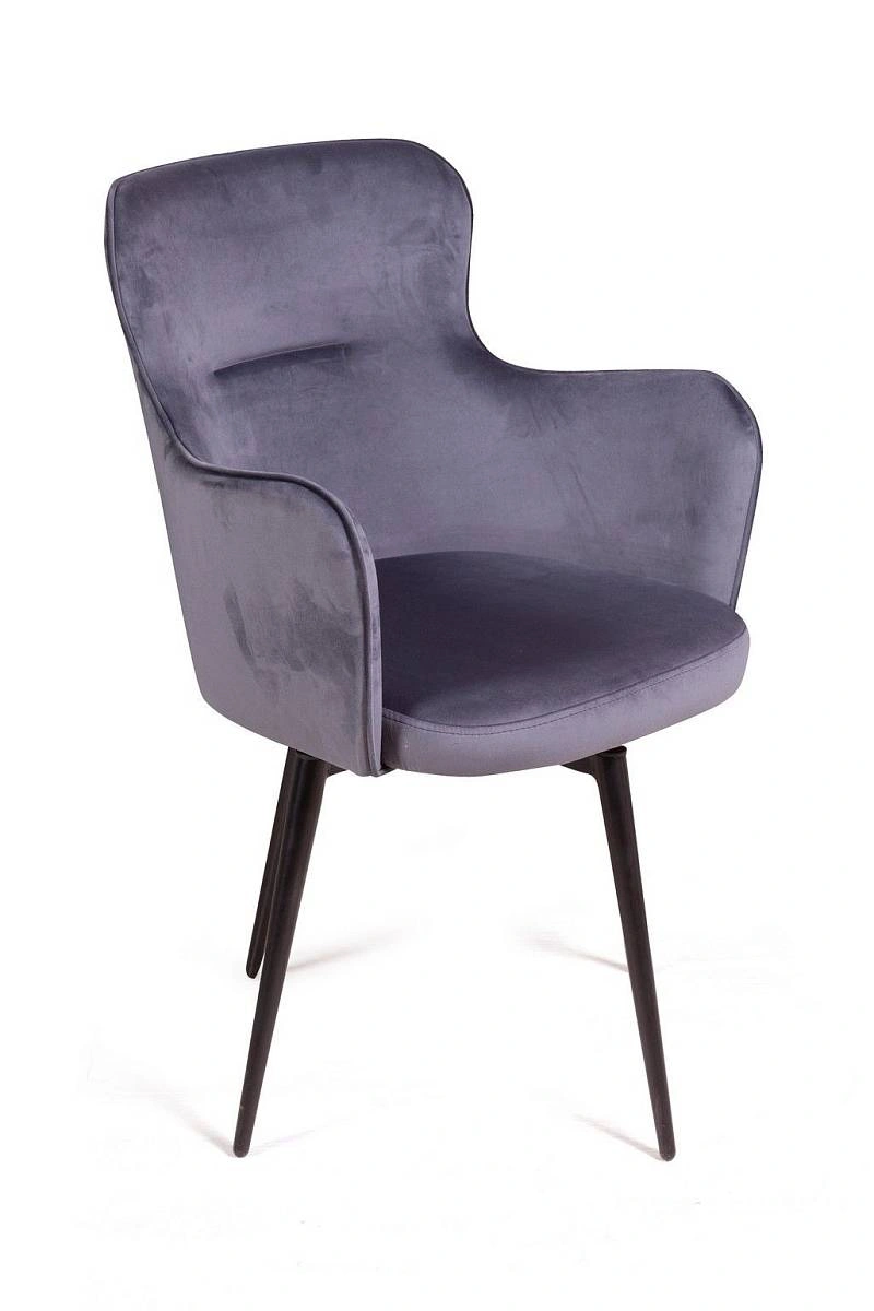 Стул c подлокотниками King, поворотный на 360 градусов, бархат серый 27 фото