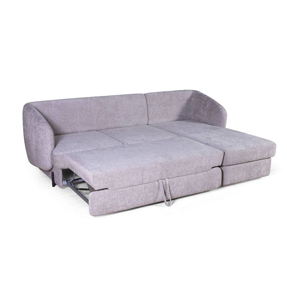 Бабл диван-кровать с шезлонгом, механизм «дельфин», шенилл Reef silver фото