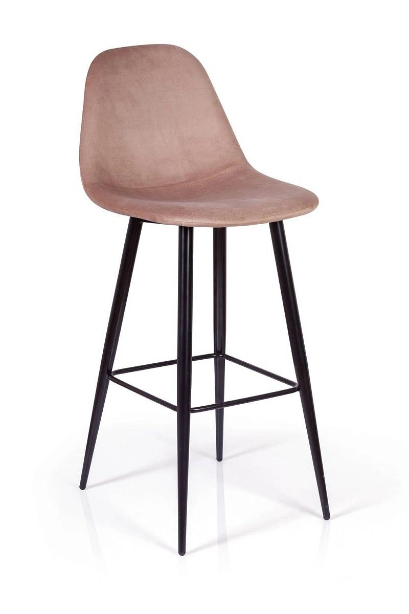 Стул барный TED, бархат бежевый 05 /опора конус изображение Стул барный TED, бархат бежевый 05 /опора конус фото