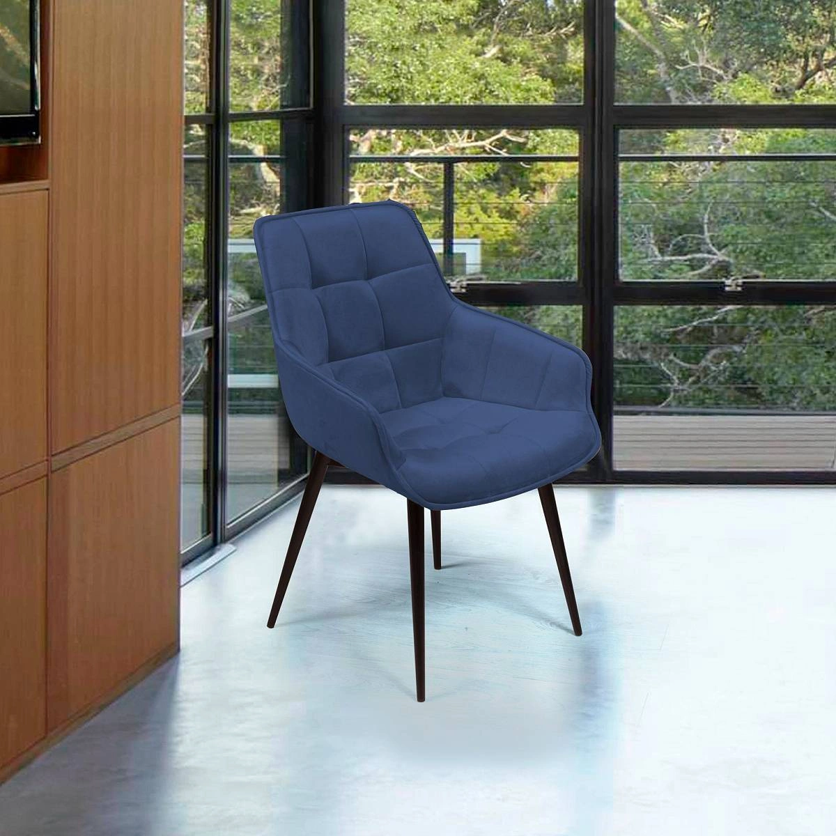 Стул Capri поворотный 360 градусов, бархат синий 29 / опора конус изображение Стул Capri поворотный 360 градусов, бархат синий 29 / опора конус фото