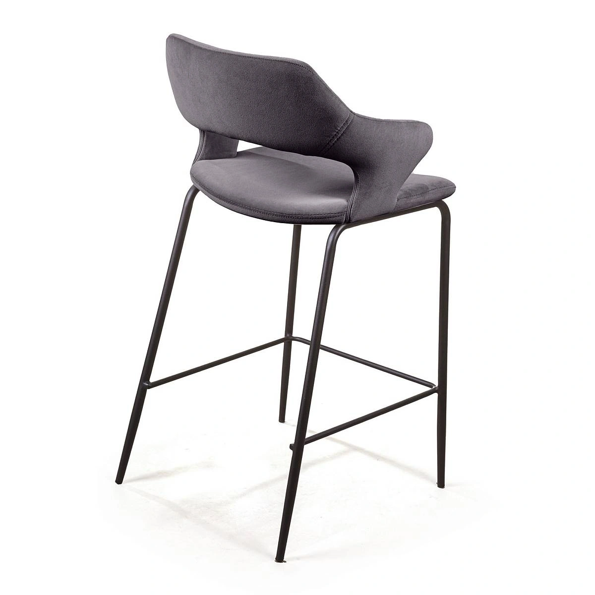 Стул полубарный Woddy, бархат антрацит изображение Стул полубарный Woddy, бархат антрацит фото