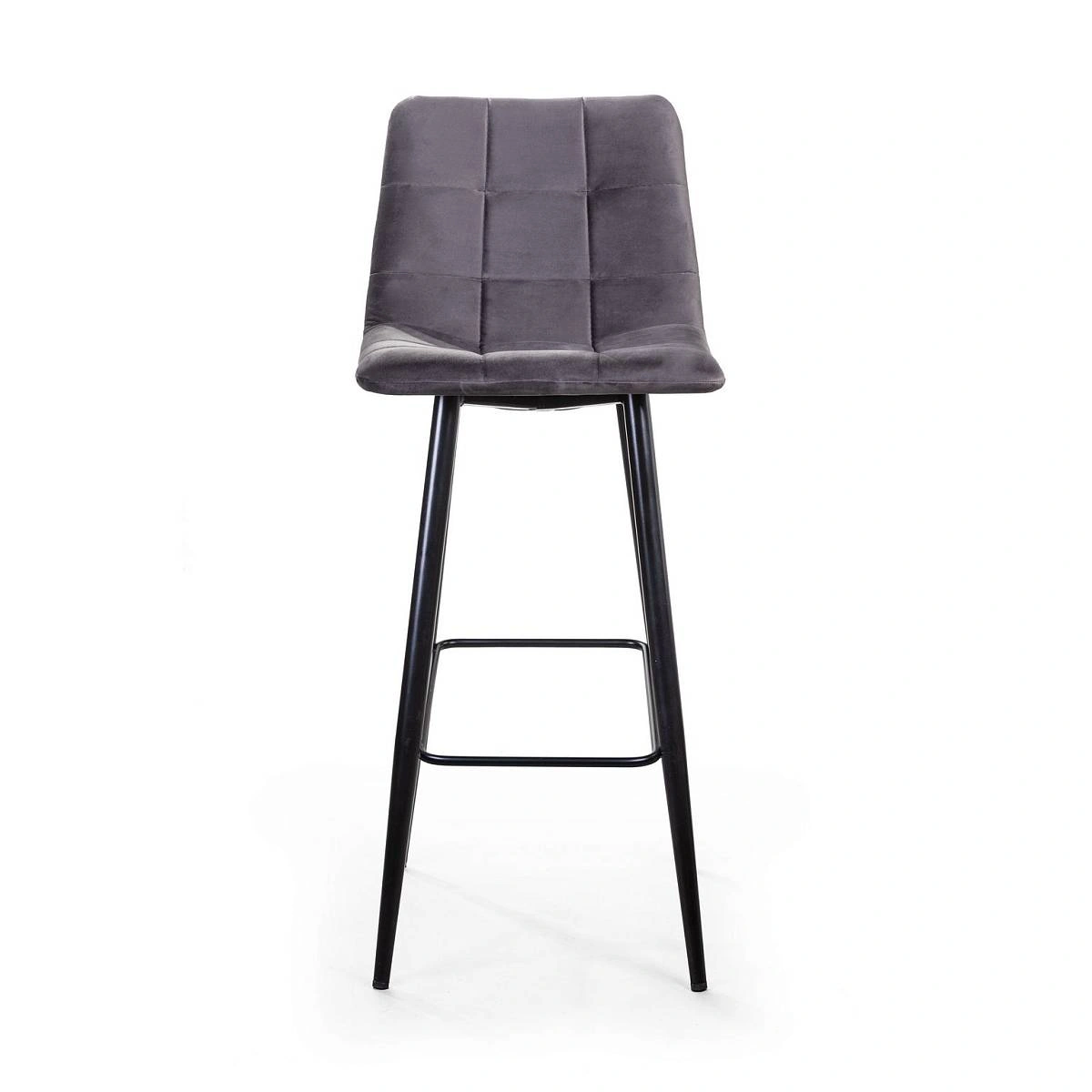 Стул барный UNO, бархат серый 27 / чёрный конус изображение Стул барный UNO, бархат серый 27 / чёрный конус фото