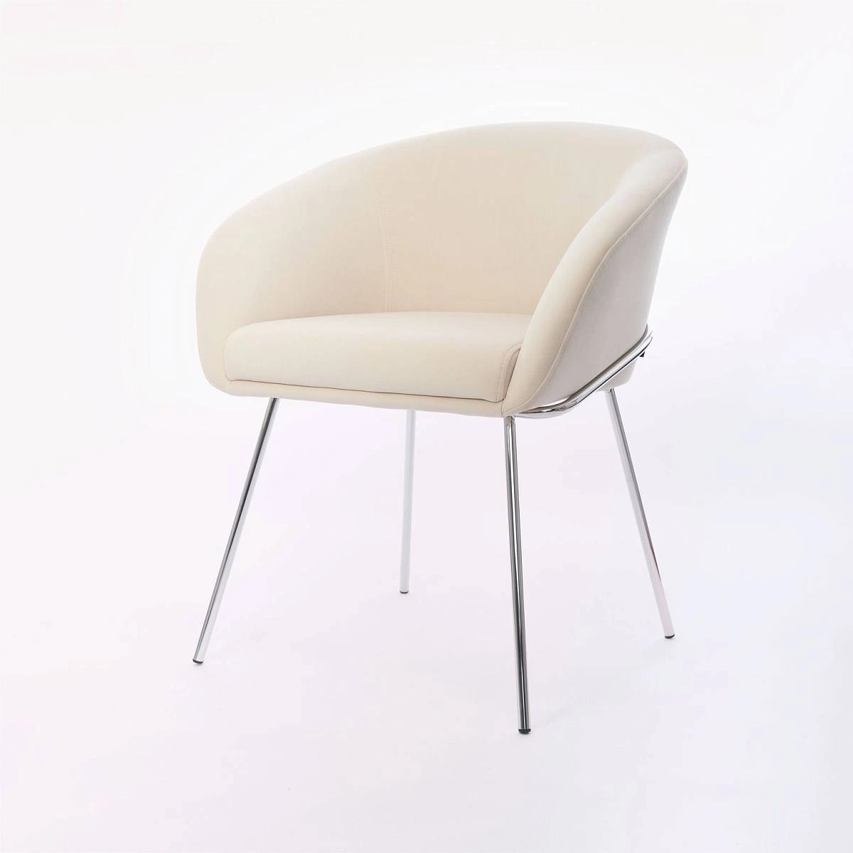 Стул с подлокотниками Tiffany, микровелюр бежевый, опоры хром изображение Стул с подлокотниками Tiffany, микровелюр бежевый, опоры хром фото