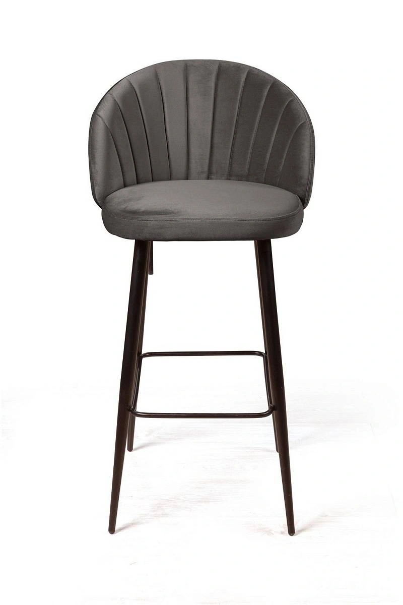 Стул барный Mont Blanc, бархат антрацит 14 / черный конус изображение Стул барный Mont Blanc, бархат антрацит 14 / черный конус фото