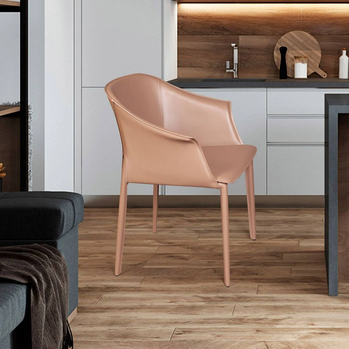 Стул с подлокотниками GIO, кожа хаки-тауп изображение Стул с подлокотниками GIO, кожа хаки-тауп фото