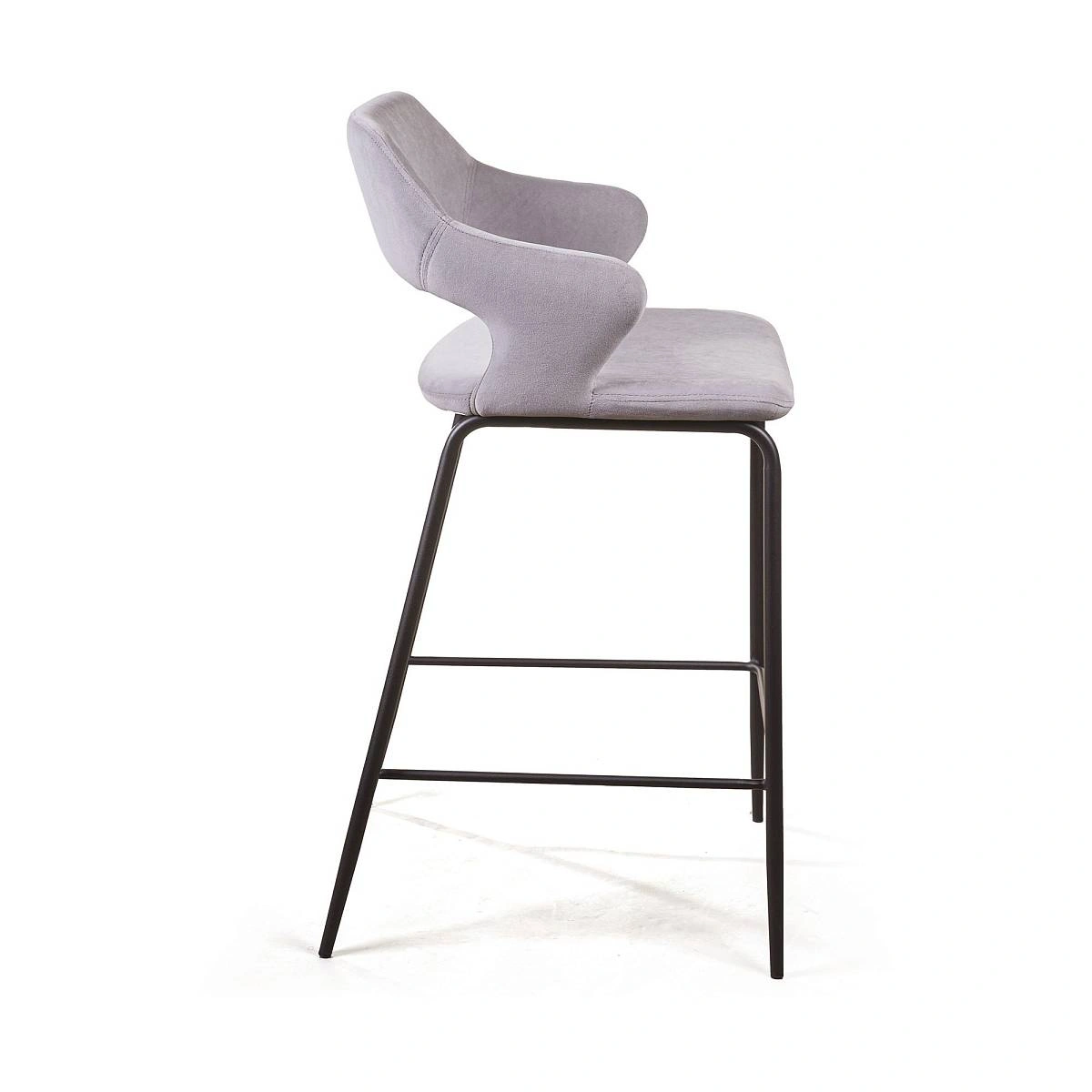 Стул полубарный Woddy, бархат серый изображение Стул полубарный Woddy, бархат серый фото