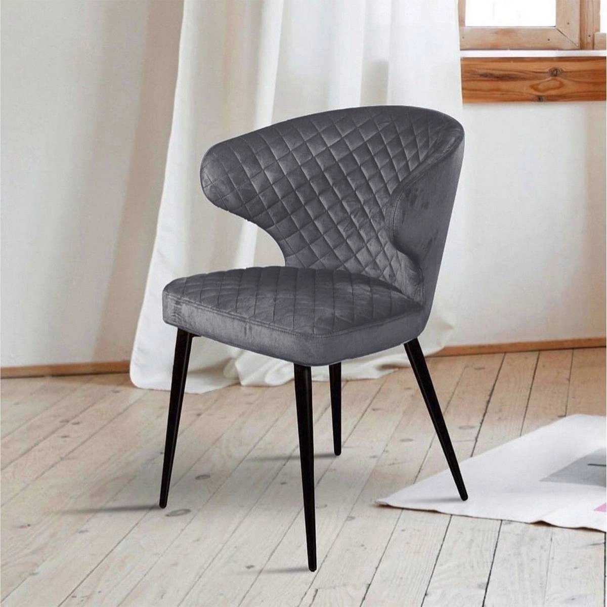 Стул Richard ромб, бархат серый 27 изображение Стул Richard ромб, бархат серый 27 фото