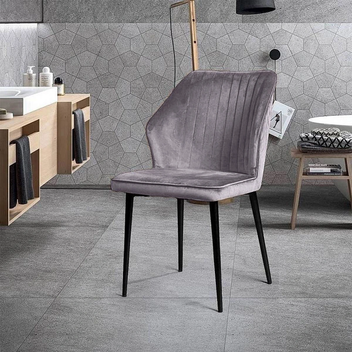 Стул Berg, комплект (4шт), бархат серый 27 изображение Стул Berg, комплект (4шт), бархат серый 27 фото