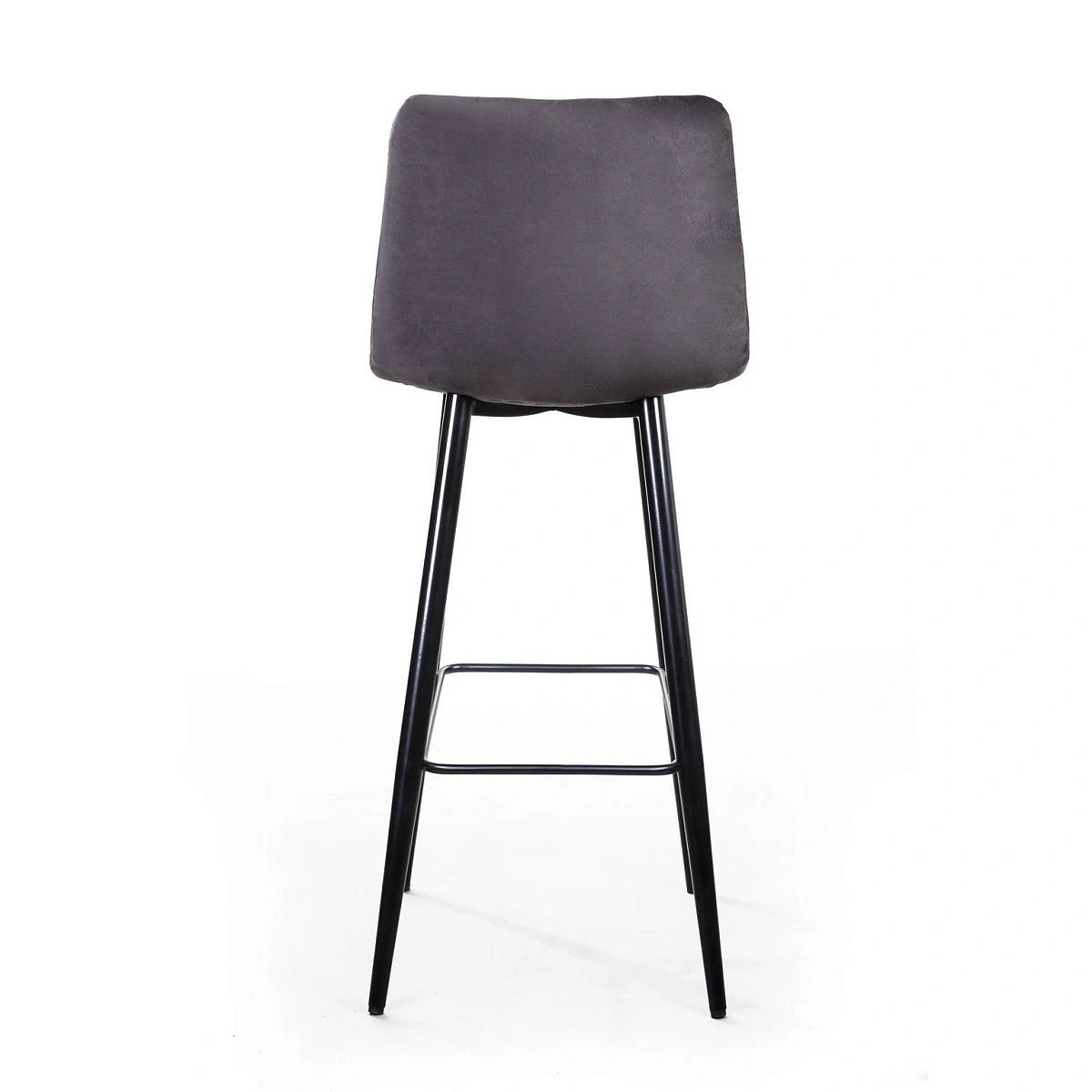 Стул барный UNO, бархат серый 27 / чёрный конус изображение Стул барный UNO, бархат серый 27 / чёрный конус фото