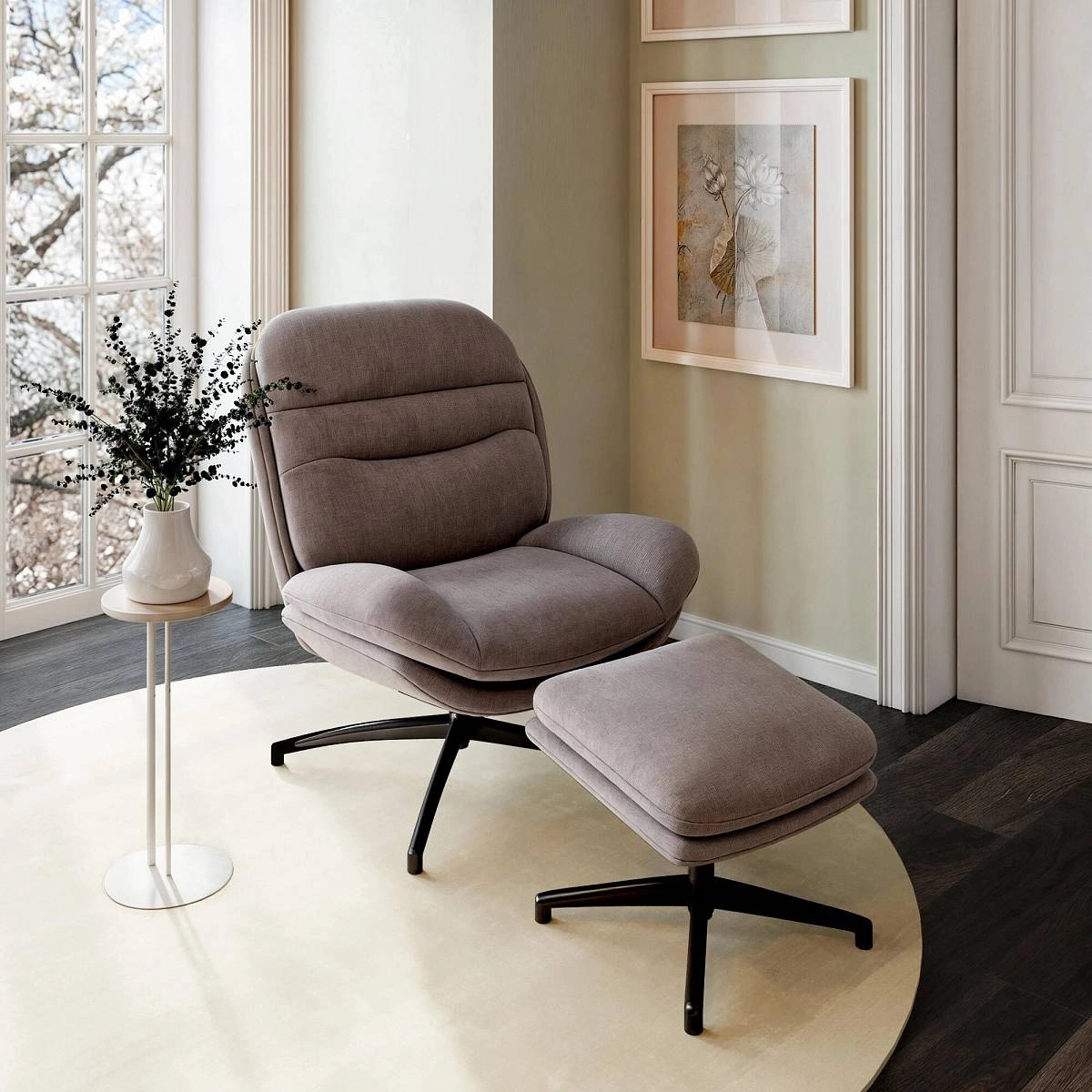 Кресло качалка с оттоманкой Magnus, серый изображение Кресло качалка с оттоманкой Magnus, серый фото