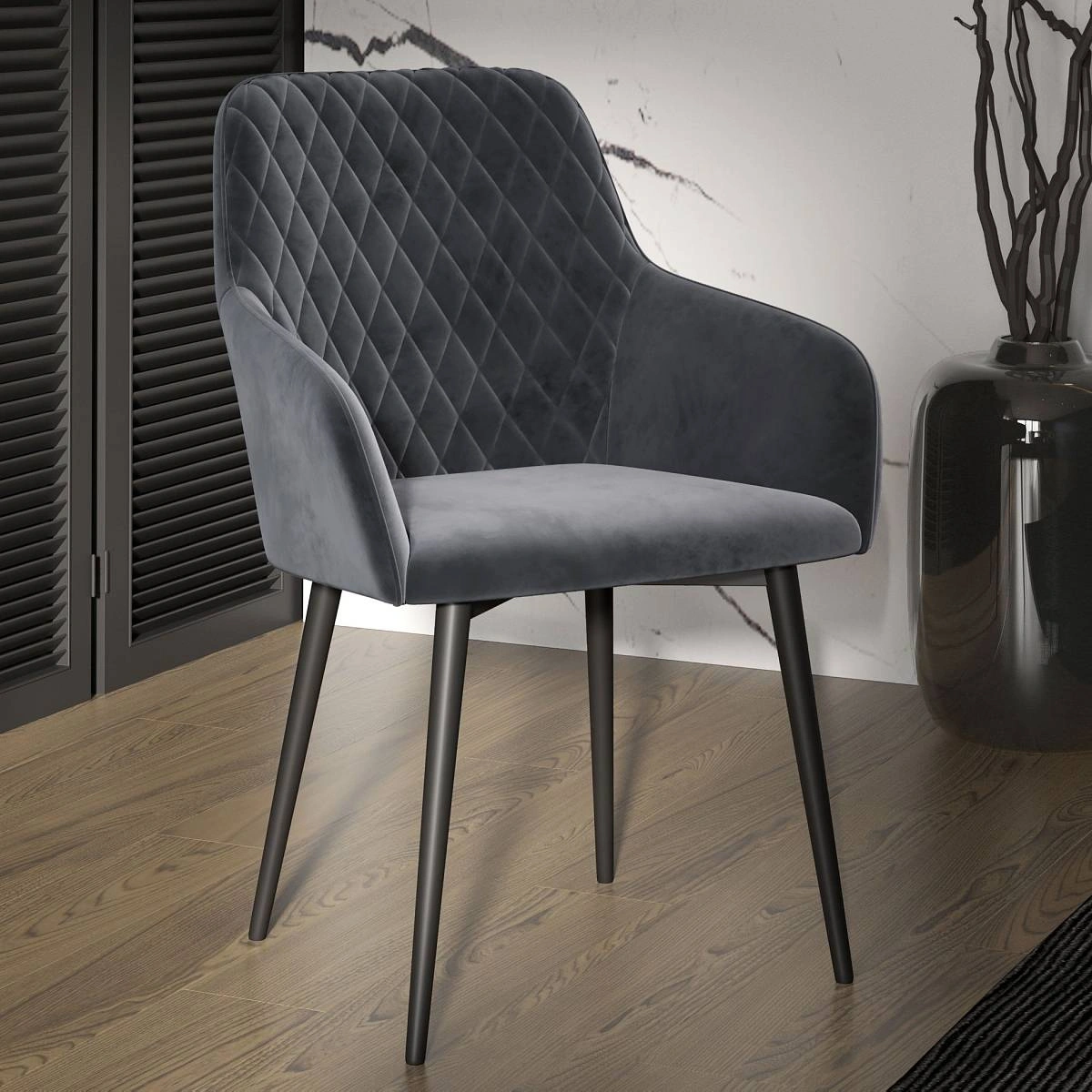 Стул Robert поворотный 90 градусов, функция возврата, антишум, замша apache темно серый изображение Стул Robert поворотный 90 градусов, функция возврата, антишум, замша apache темно серый фото