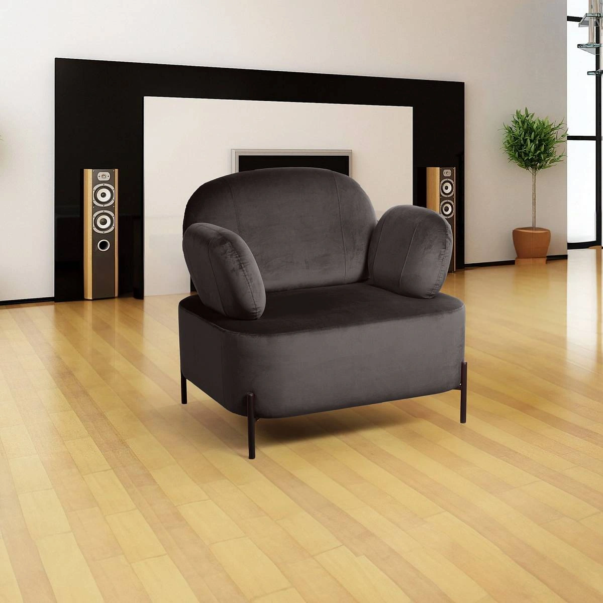 Кресло Dandy, бархат matte 80 серый изображение Кресло Dandy, бархат matte 80 серый фото