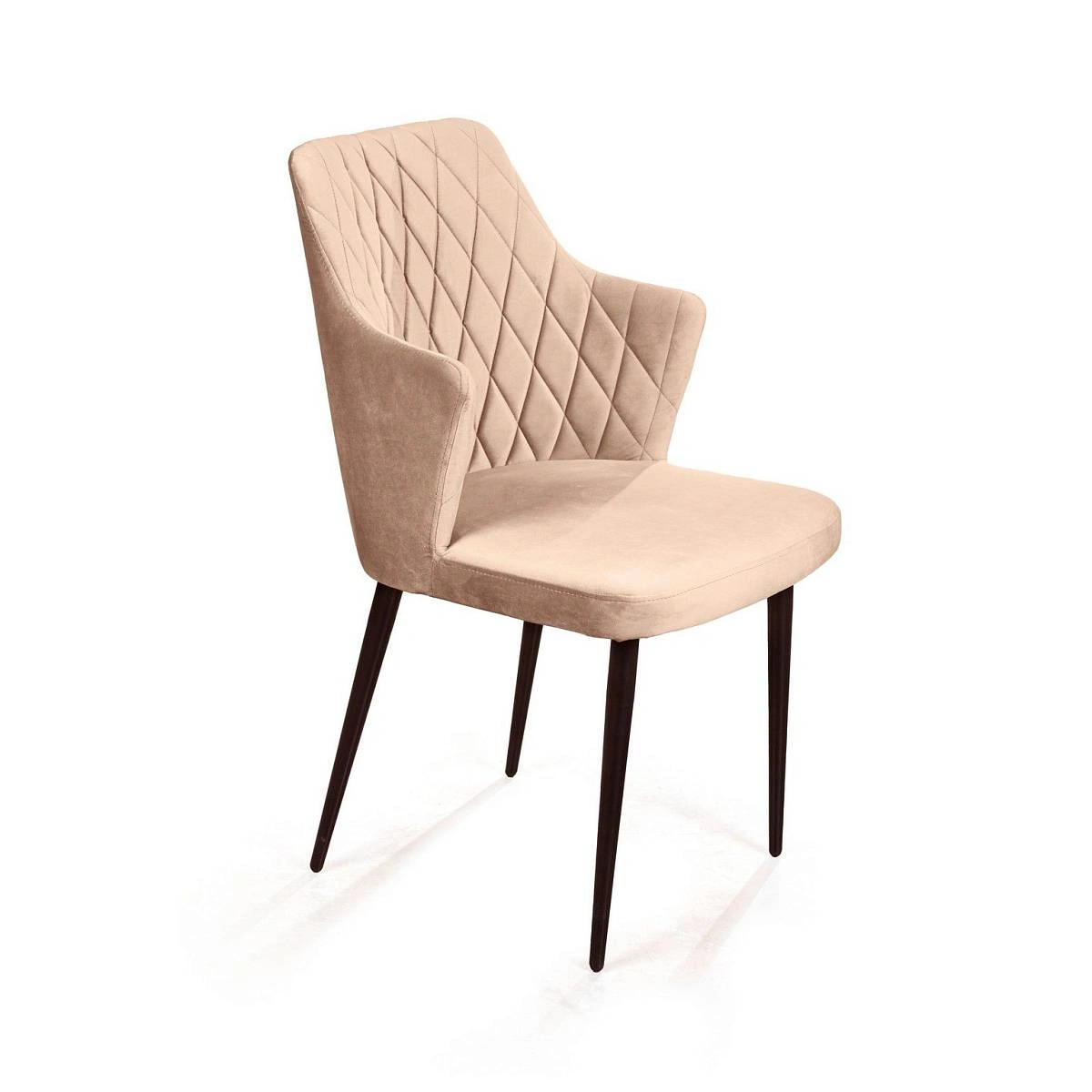 Стул с подлокотниками Hunt ромб, бархат бежевый 5 / чёрный конус изображение Стул с подлокотниками Hunt ромб, бархат бежевый 5 / чёрный конус фото