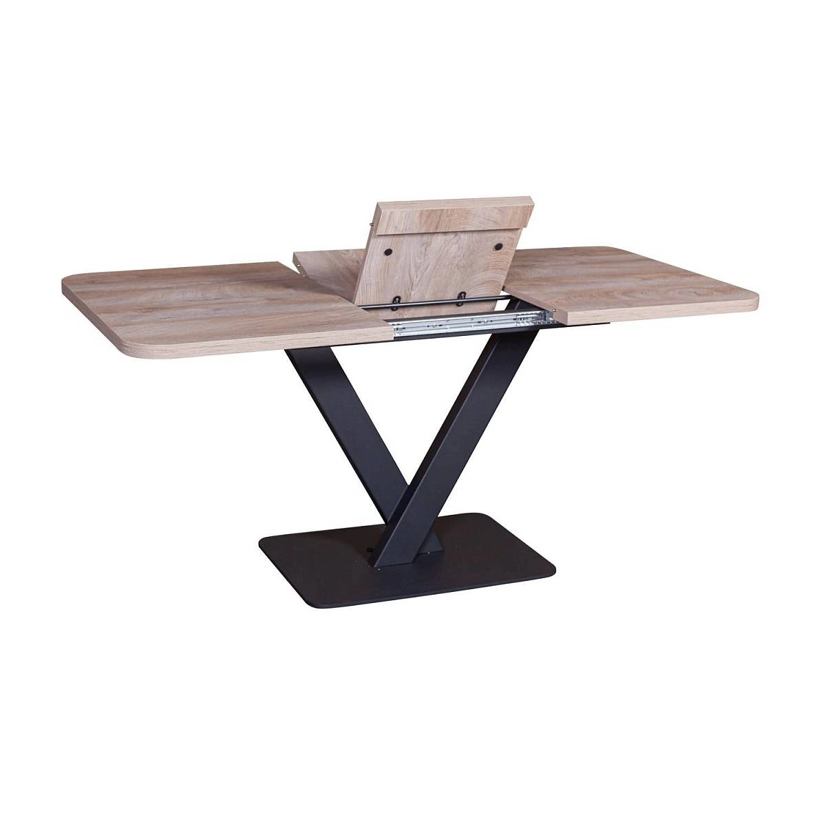 Стол Chester раздвижной  (120+40) дуб эндгрейн, опоры черные фото