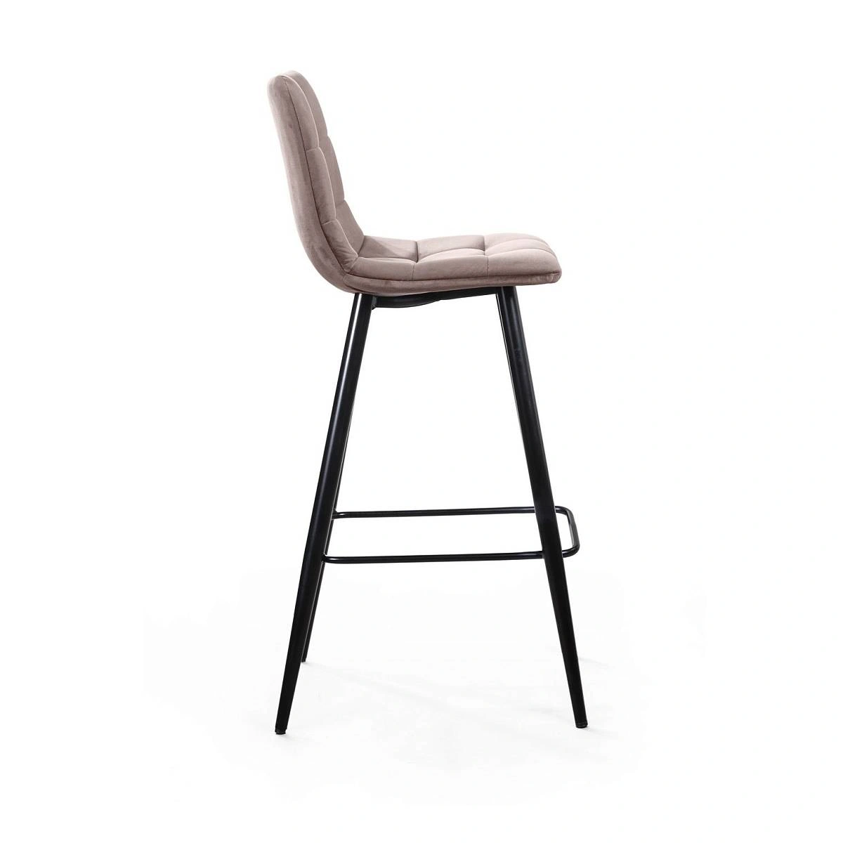 Стул барный UNO, бархат пепельно-бежевый 25 / чёрный конус изображение Стул барный UNO, бархат пепельно-бежевый 25 / чёрный конус фото