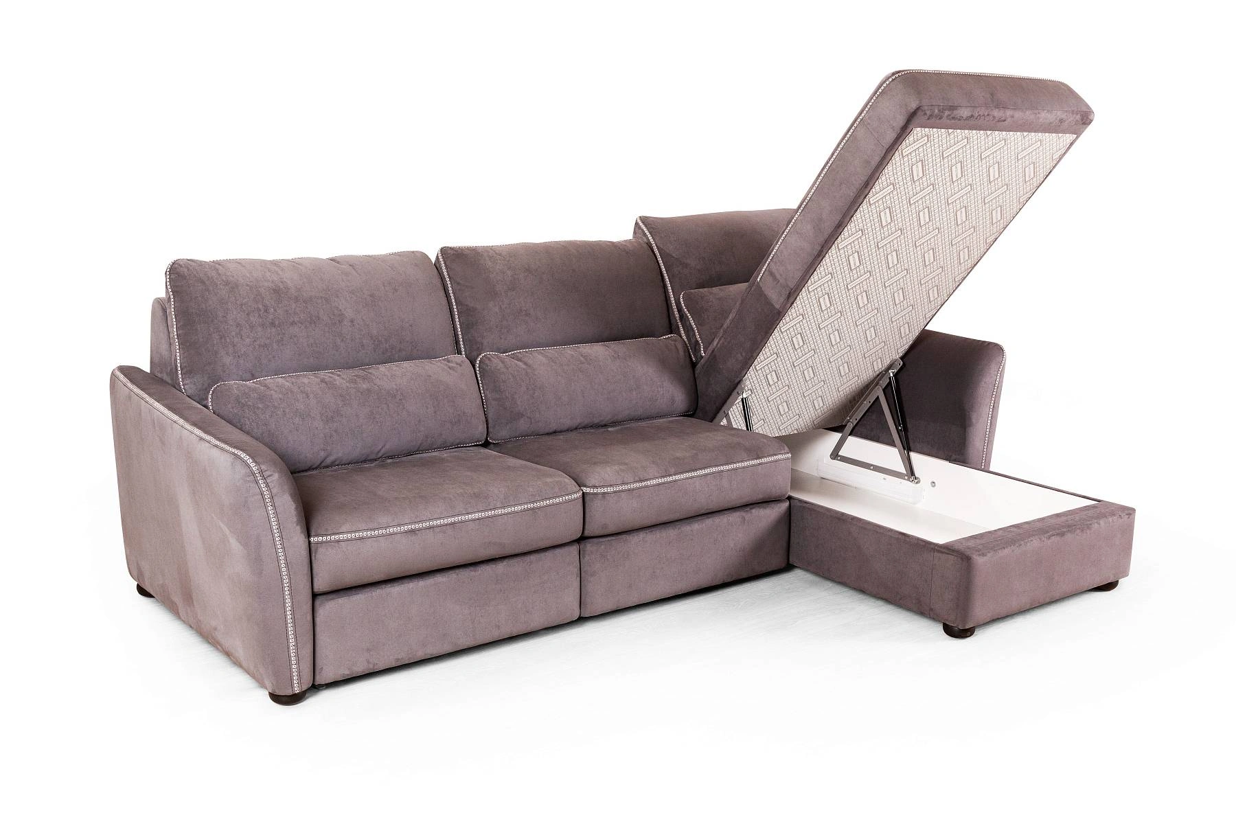Marco диван-кровать с шезлонгом замша серый изображение Marco диван-кровать с шезлонгом замша серый фото