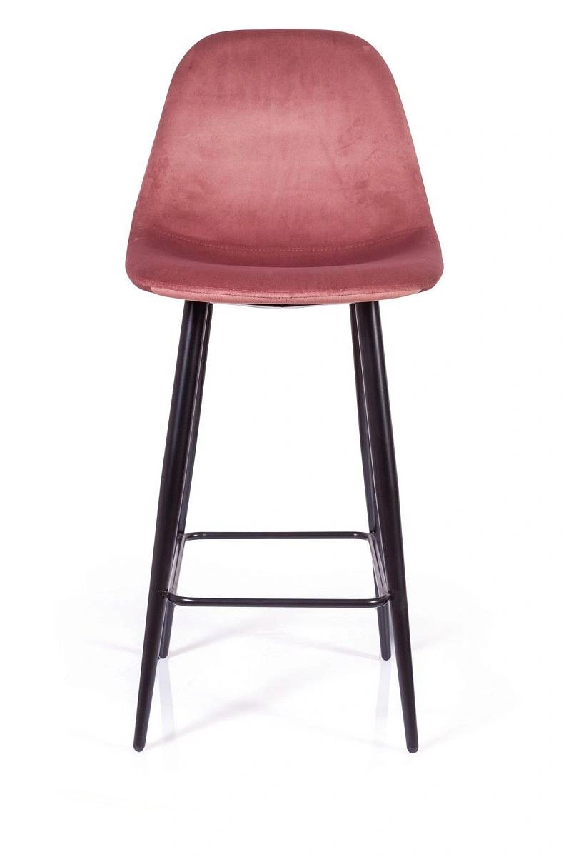 Стул полубарный TED, бархат пудровый 15 /опора конус изображение Стул полубарный TED, бархат пудровый 15 /опора конус фото