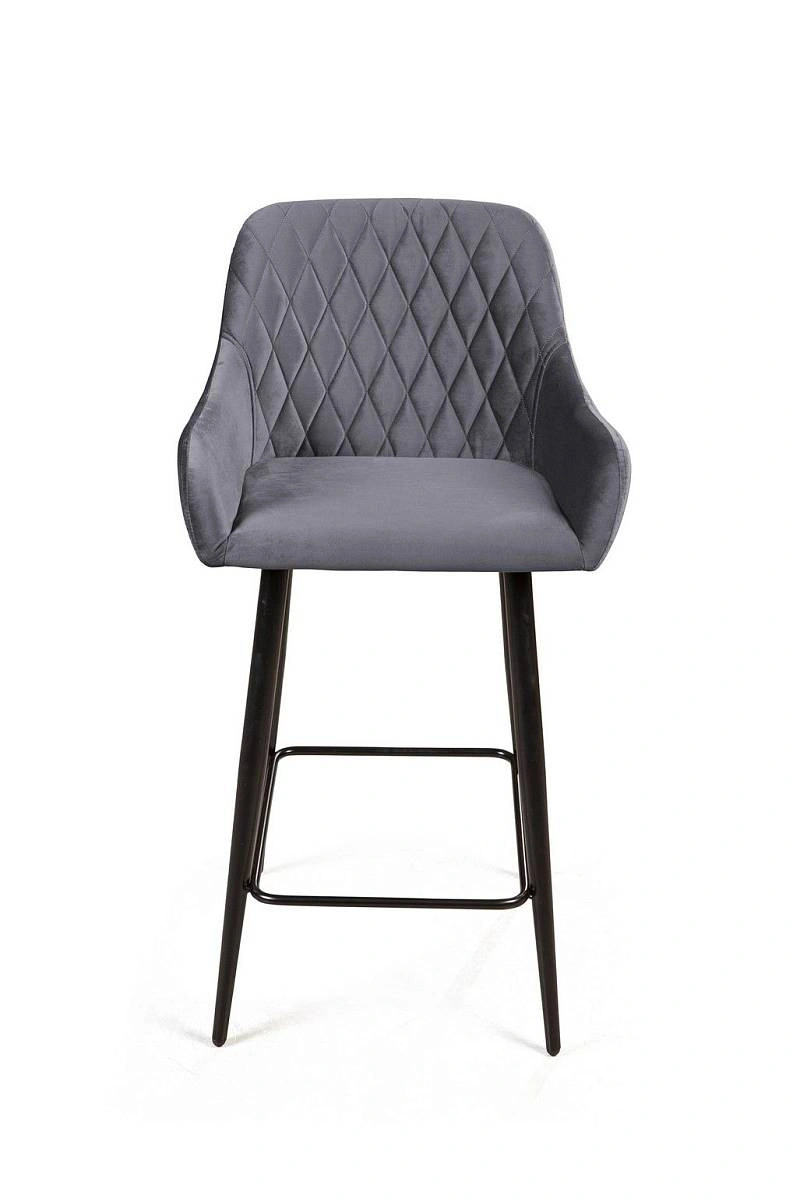 Стул полубарный Robert поворотный 360 градусов, бархат серый 27 изображение Стул полубарный Robert поворотный 360 градусов, бархат серый 27 фото