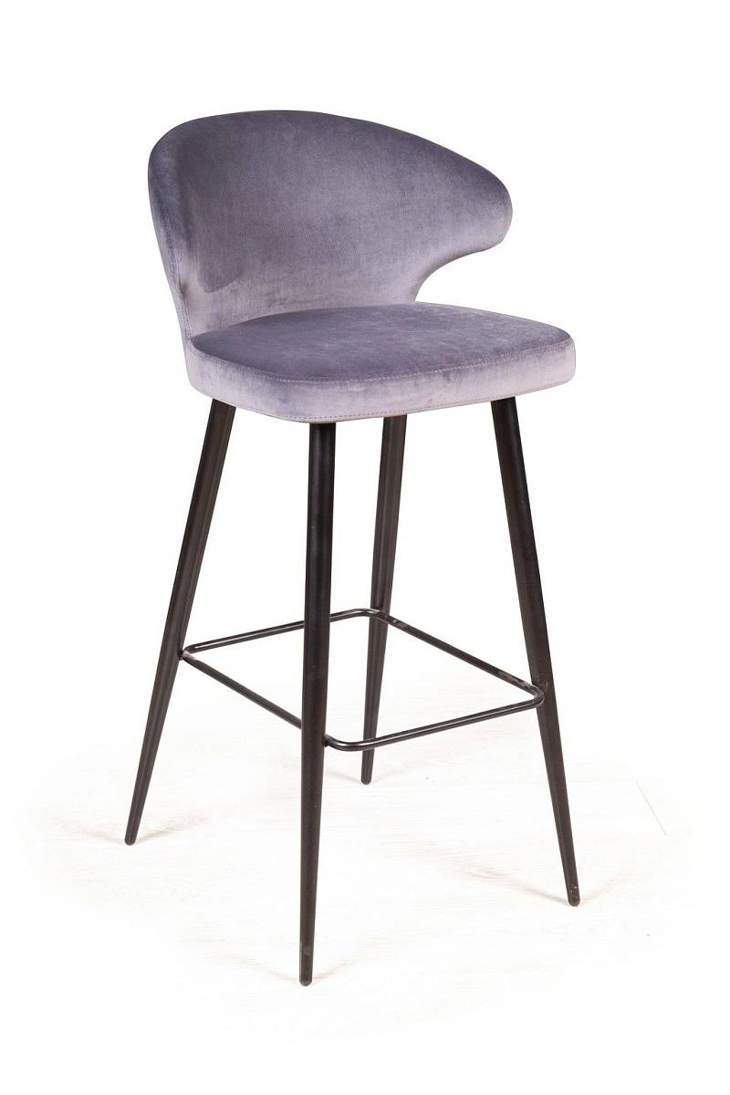 Стул барный Richard, бархат светло-серый 26 изображение Стул барный Richard, бархат светло-серый 26 фото