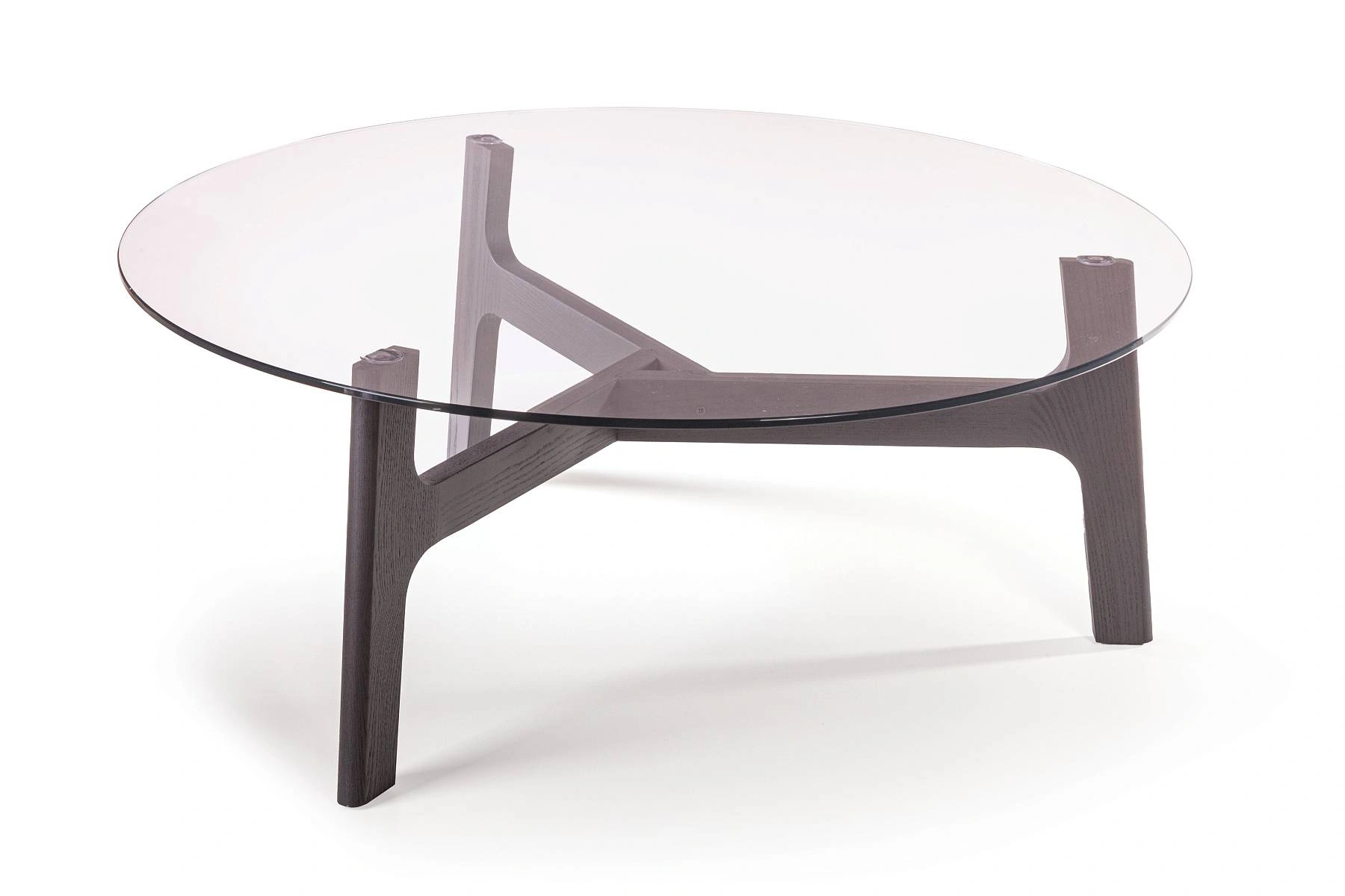 Журнальный столик Woddy D900 массив + стекло / опоры черничный шоколад изображение Журнальный столик Woddy D900 массив + стекло / опоры черничный шоколад фото