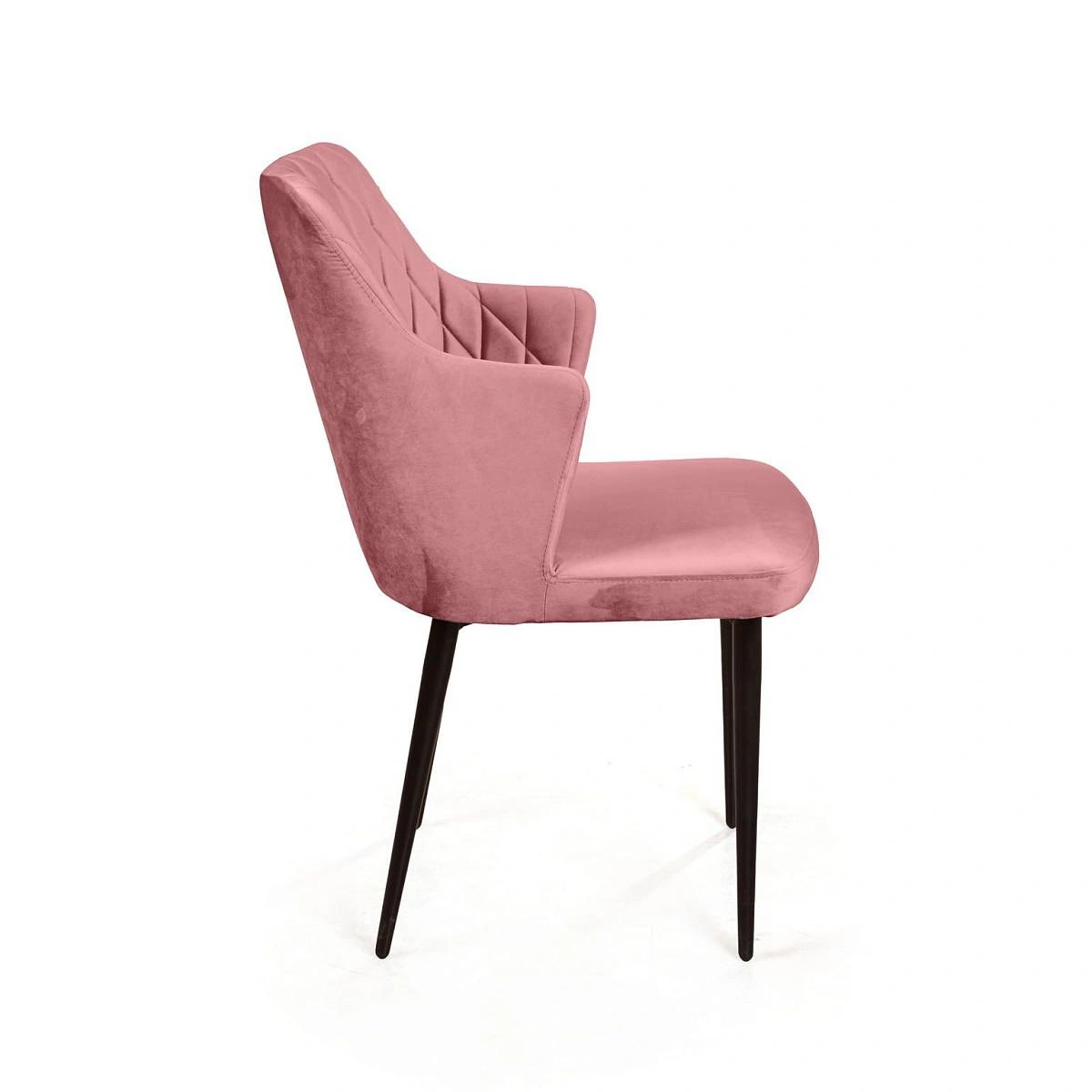 Стул с подлокотниками Hunt ромб, бархат пудровый 15 / чёрный конус изображение Стул с подлокотниками Hunt ромб, бархат пудровый 15 / чёрный конус фото