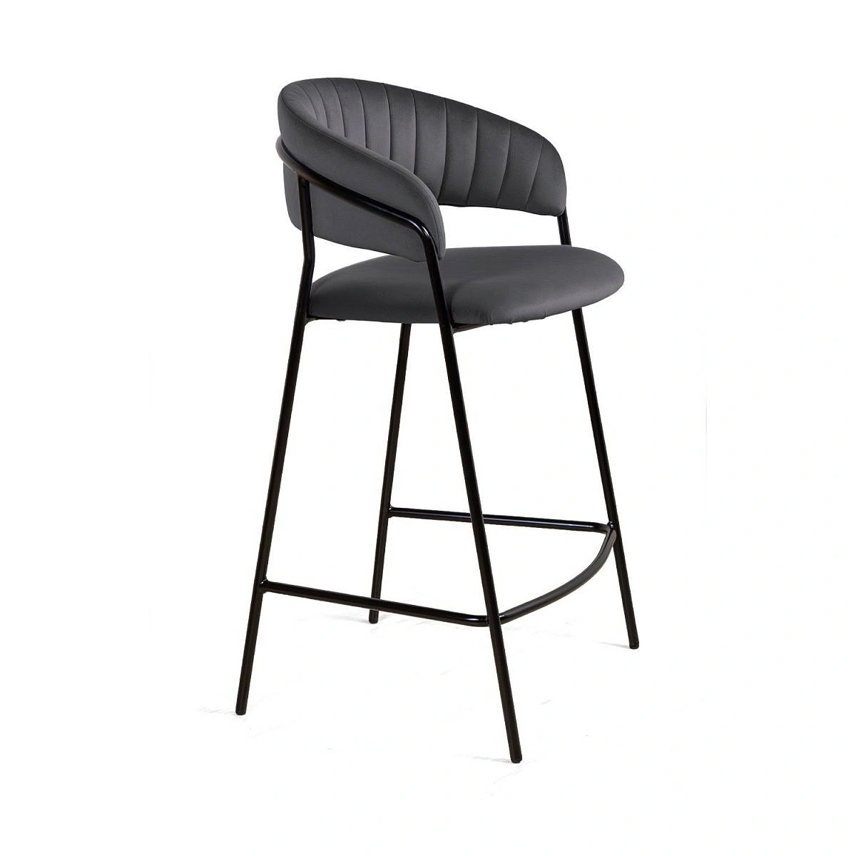 Стул полубарный Kelly, бархат серый 27 фото