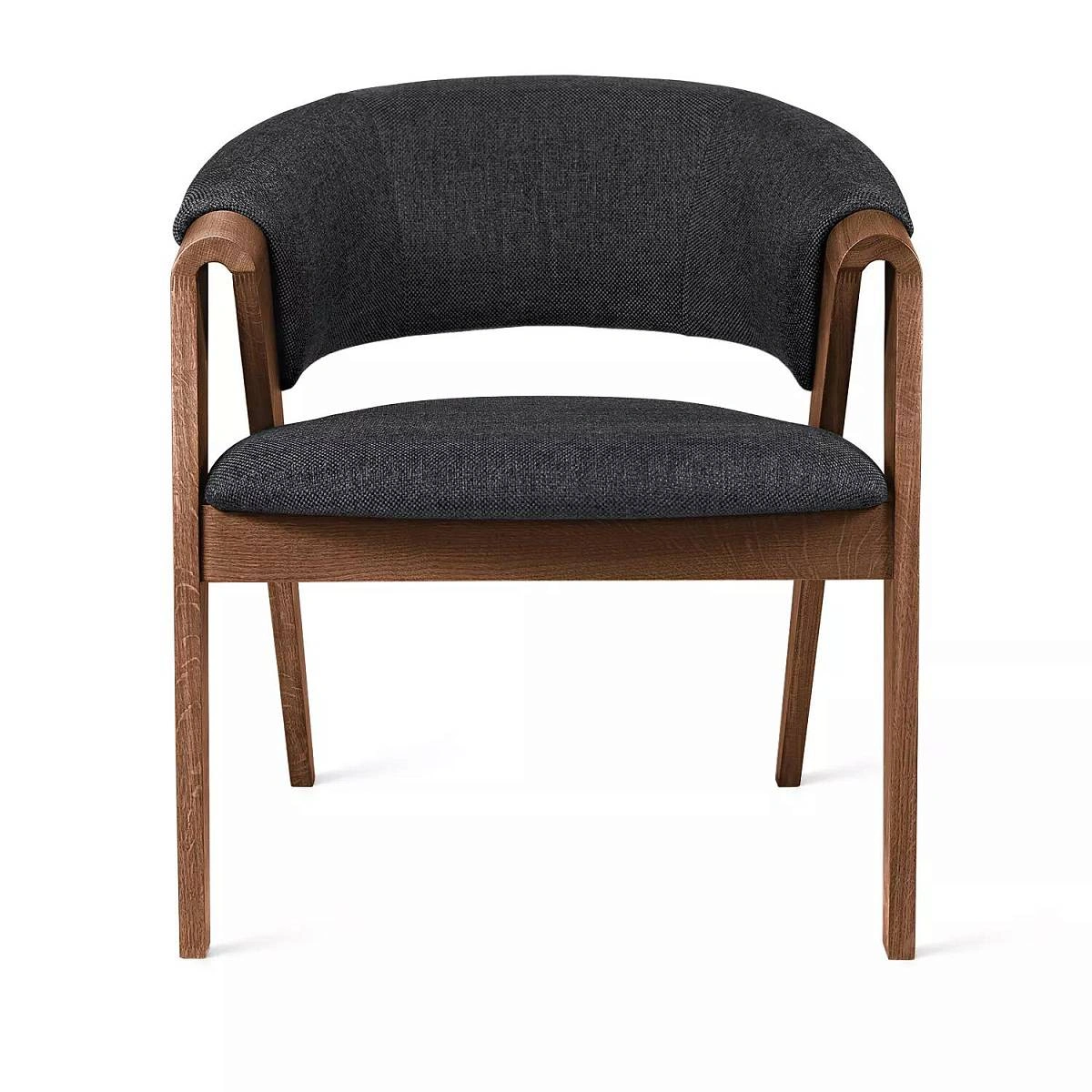 Кресло Claus, дуб натуральный лак коричневый, рогожка, серый фото