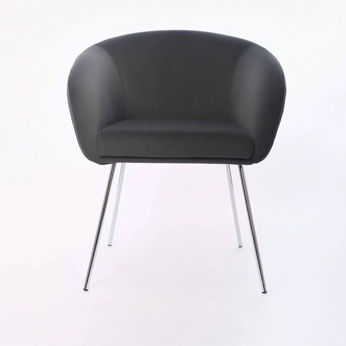 Стул с подлокотниками Tiffany, микровелюр графит, опоры хром изображение Стул с подлокотниками Tiffany, микровелюр графит, опоры хром фото