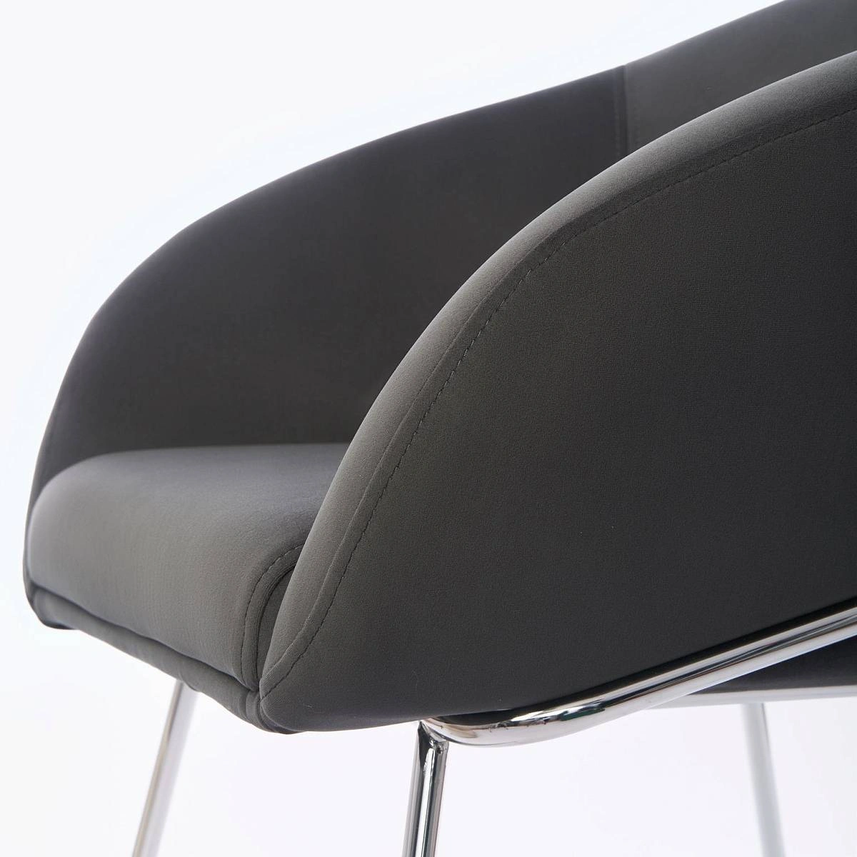 Стул с подлокотниками Tiffany, микровелюр графит, опоры хром изображение Стул с подлокотниками Tiffany, микровелюр графит, опоры хром фото